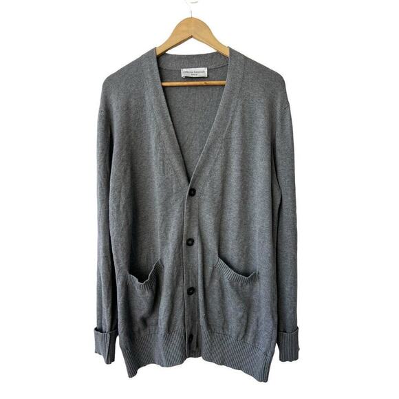 Officine Generale Sweater Men’s Grey Cardigan Italian Yarn Large - Picture 1 of 8